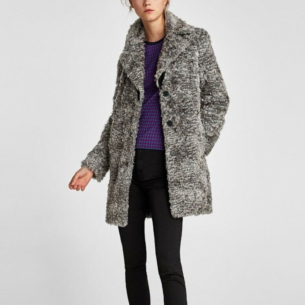 Zara Charcoal Teddy Jacket
